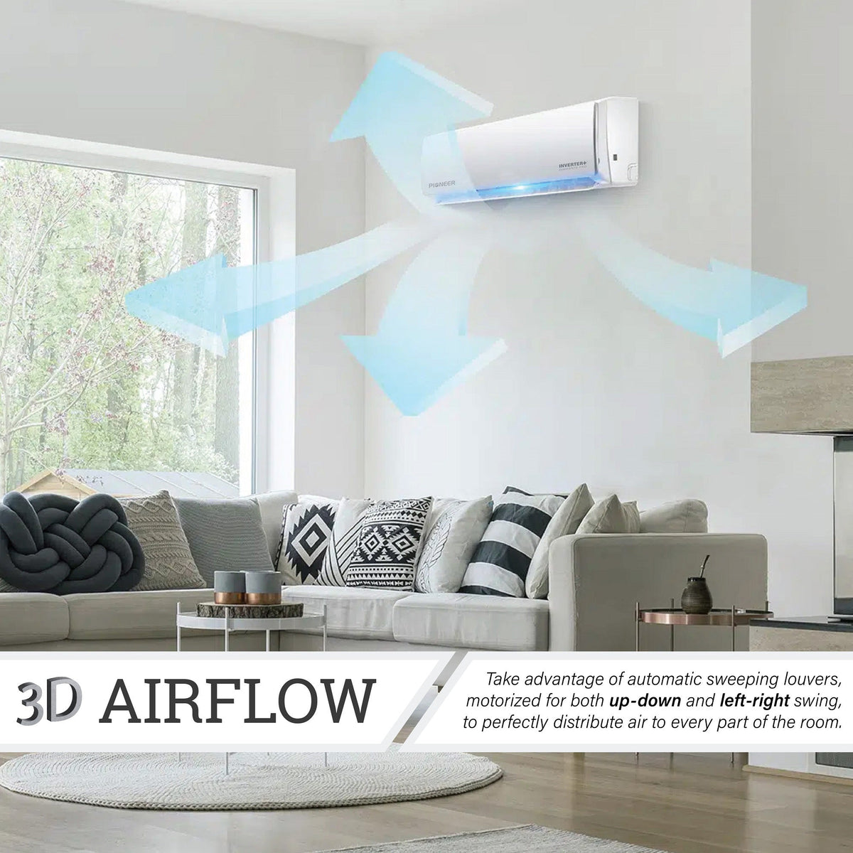 Pioneer Diamante Pro Series 9,000 BTU 19 SEER2 Ductless Mini-Split Air Conditioner Inverter+ Heat Pump Full Set 230V with 16 Ft. Kit - WYT009GLFI19RL