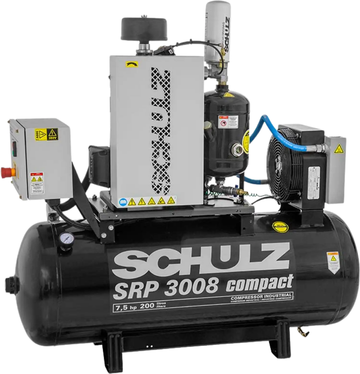 Schulz SRP-3008 Compact Air Compressor 7.5 HP 60 gal. 230V 1-Phase Horizontal - 970.3890-0
