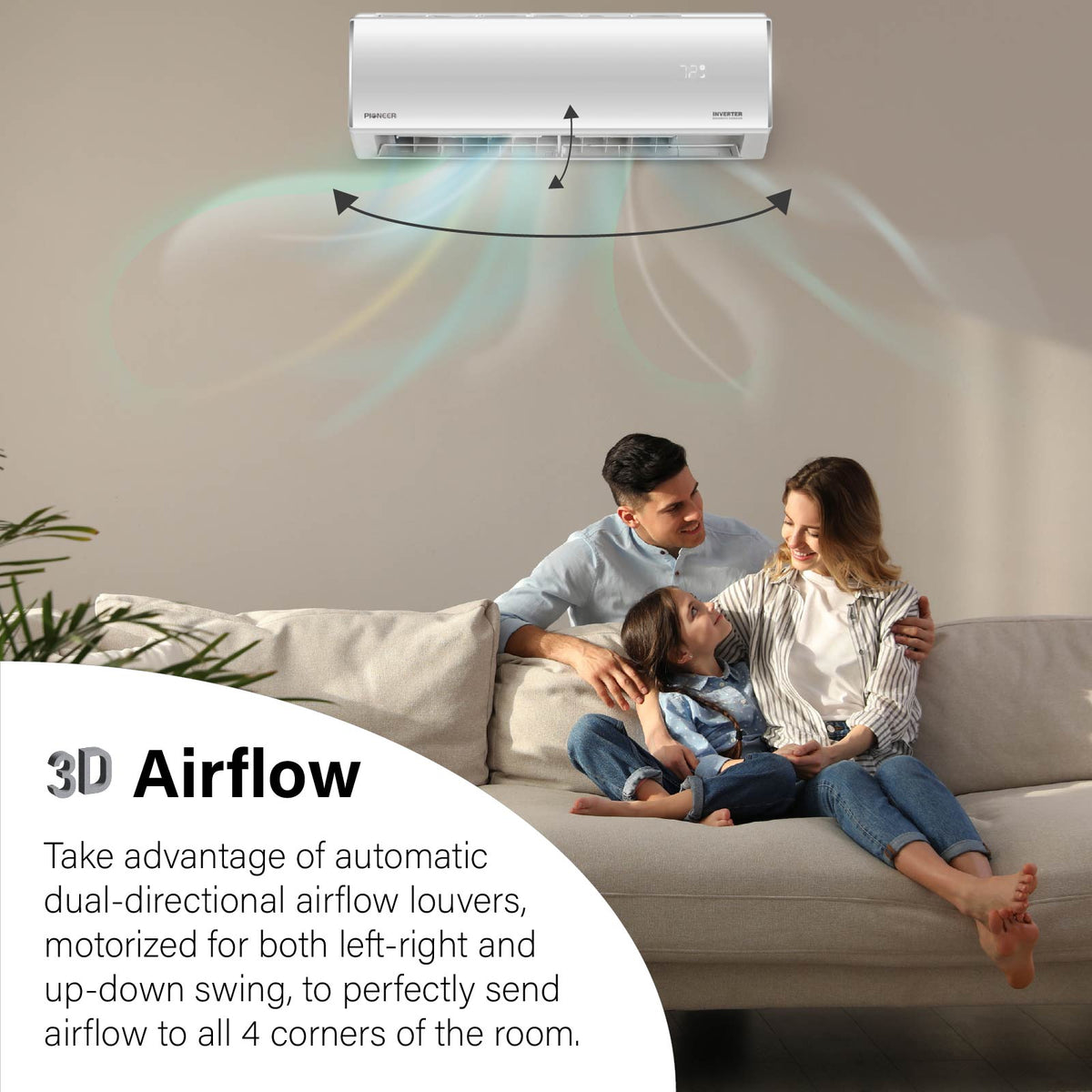 Pioneer Diamante Essenza 17,000 BTU 17 SEER2 230V High-Wall Ductless Mini-Split Air Conditioner Inverter Heat Pump with 16 Ft. Kit - WYT018GLUI17RL