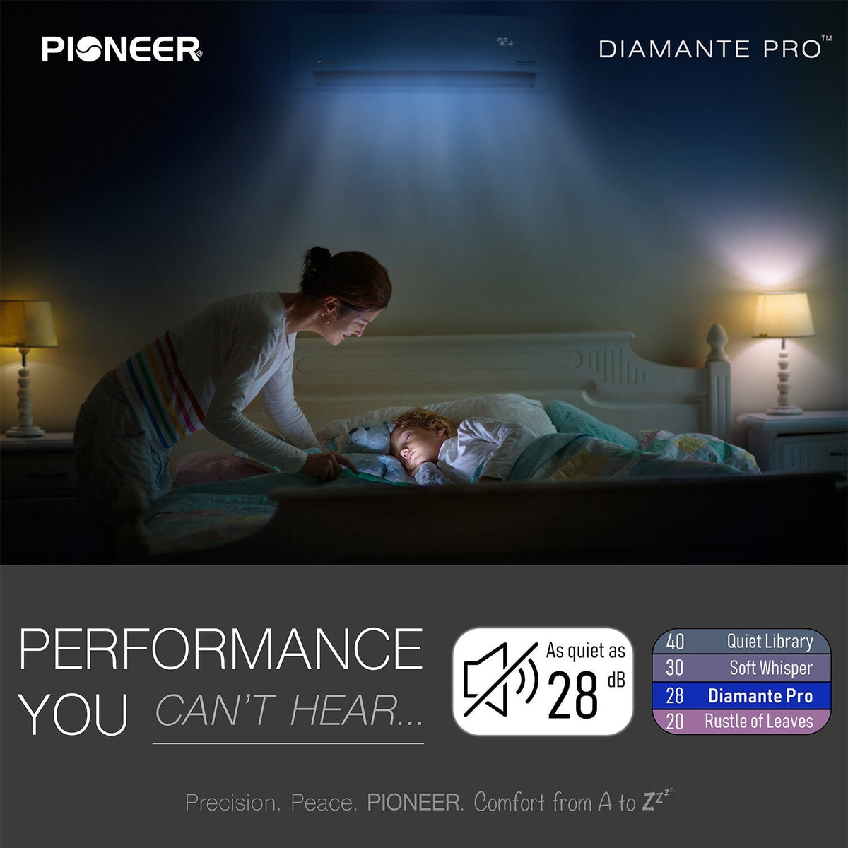 Pioneer Diamante Pro 24,000 BTU 21 SEER2 230V High-Wall Ductless Mini-Split Air Conditioner Inverter Heat Pump with 16 Ft. Kit - WYT024GLSI20RL