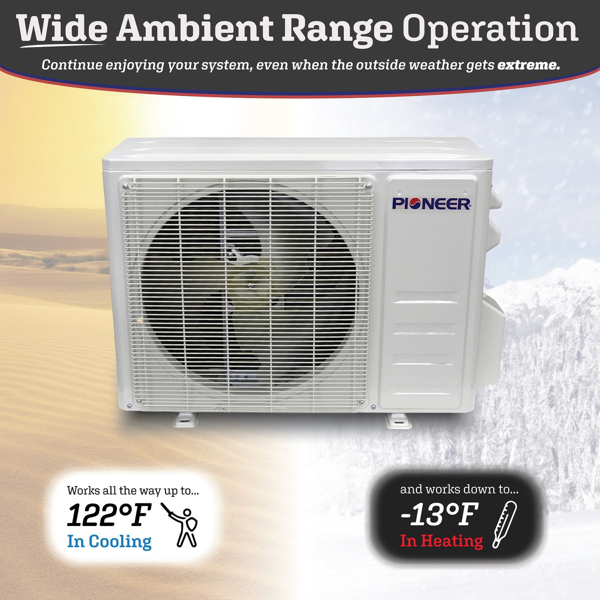 Pioneer Diamante Pro Series 36,000 BTU 19 SEER2 Ductless Mini-Split Air Conditioner Inverter+ Heat Pump Full Set 230V  with 16 Ft. Kit - WYT036GLFI19RL