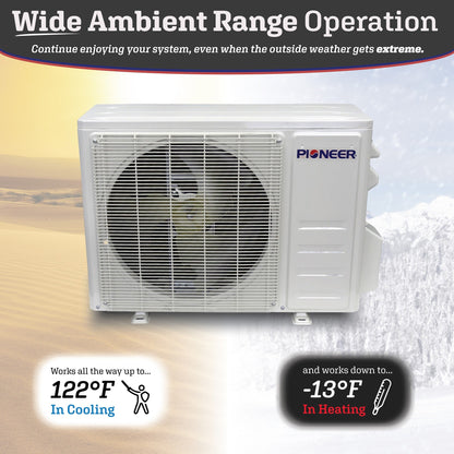 Pioneer Diamante Pro Series 9,000 BTU 19 SEER2 Ductless Mini-Split Air Conditioner Inverter+ Heat Pump Full Set 115V with 16 Ft. Kit - WYT009ALFI19RL