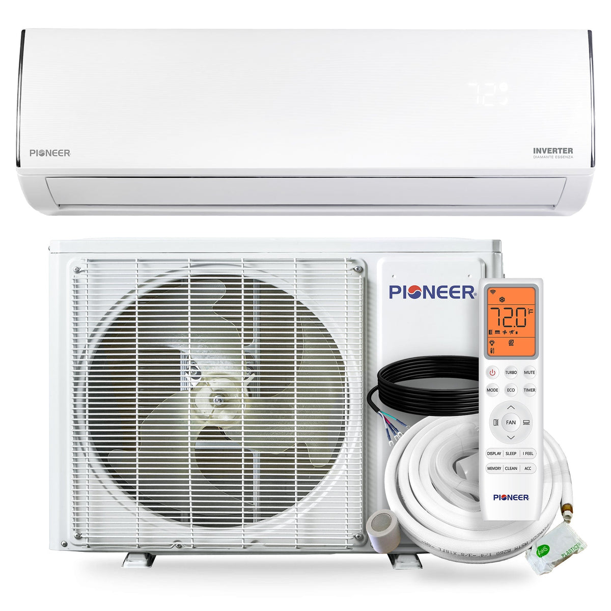 Pioneer Diamante Essenza 35,000 BTU 17 SEER2 230V High-Wall Ductless Mini-Split Air Conditioner Inverter Heat Pump with 16 Ft. Kit - WYT036GLUI17RL