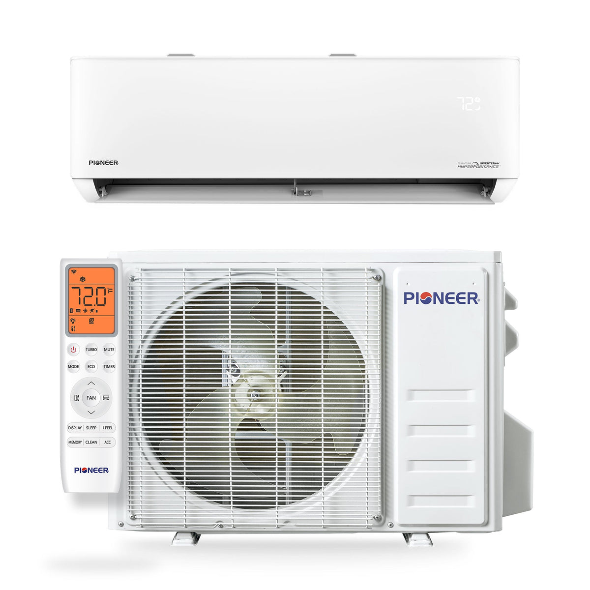 Pioneer Quantum Hyperformance 12,000 BTU 25 SEER2 230V High-Wall Ductless Energy-Star Mini-Split Air Conditioner Inverter Hyper Heat Pump Full Set - WYT012GLSI25RH-10S