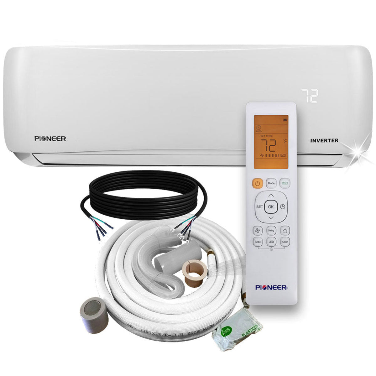 Pioneer Multi Zone 24,000 BTU Quantum Series Wall Mount Indoor Section Split Inverter++ Air Conditioner Heat Pump 230V - WS024GMFI22HLE-10