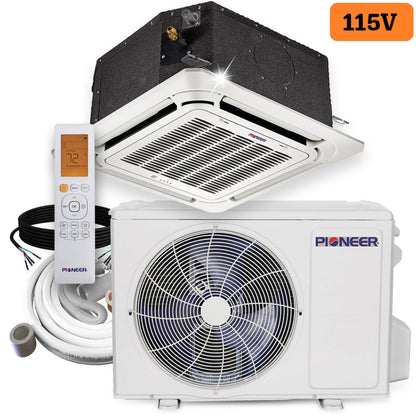 Pioneer 9,000 BTU 20 SEER 115V SEER 8-Way Compact Cassette Mini-Split Air Conditioner Heat Pump System Full Set - CYB009AMFILCAD-10