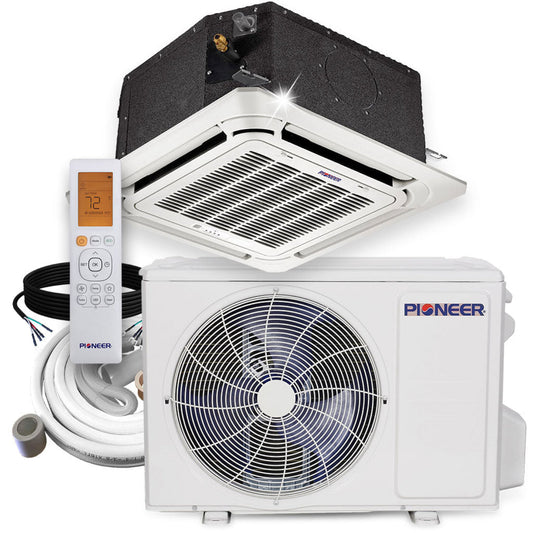 Pioneer 18,000 BTU 20.5 SEER2 8-Way Compact Cassette Mini-Split Air Conditioner Heat Pump System Full Set 230V - CYB018GMFILCAD-10