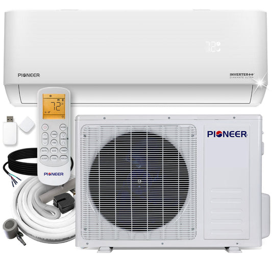Pioneer Diamante Ultra 12,000 BTU 22 SEER2 Ductless Mini-Split Inverter++ Energy-Star Wi-Fi Air Conditioner Heat Pump Full Set 115V with 16 Ft. Kit - WYT012ALFI22RL