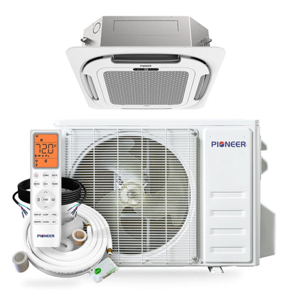 Pioneer Quantum Ultra 9,500 BTU 23 SEER2 230V 8-Way Ceiling Cassette Ductless Mini-Split Air Conditioner Inverter Heat Pump Full Set - CYT009GLSI24RL-10S