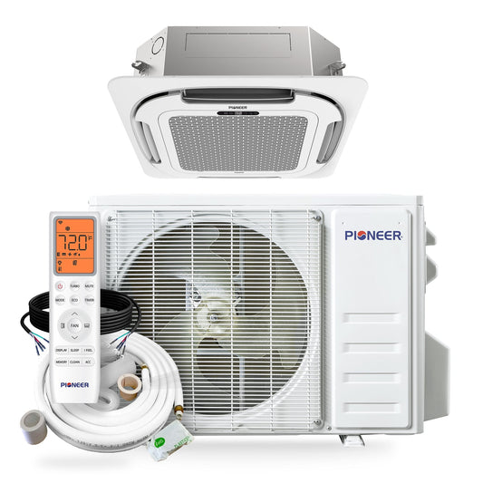 Pioneer Quantum Ultra 9,500 BTU 23 SEER2 230V 8-Way Ceiling Cassette Ductless Mini-Split Air Conditioner Inverter Heat Pump Full Set - CYT009GLSI24RL-10S