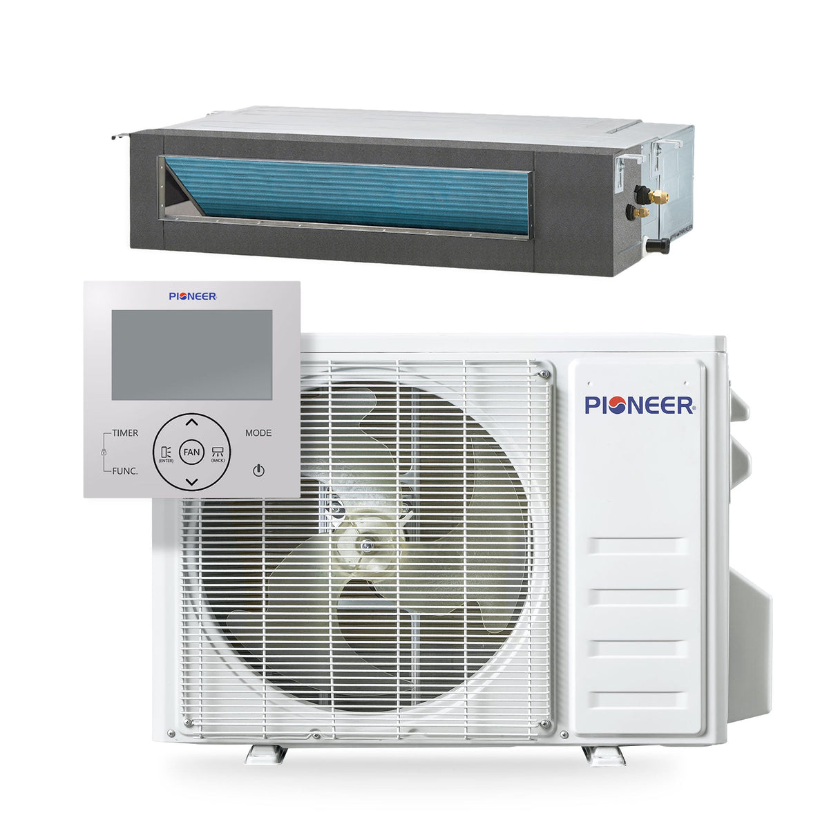 Pioneer Quantum Ultra 11,000 BTU 19 SEER2 230V Ceiling Concealed Ducted Mini-Split Air Conditioner Inverter Heat Pump Full Set - RYT012GLSI24RL-10S