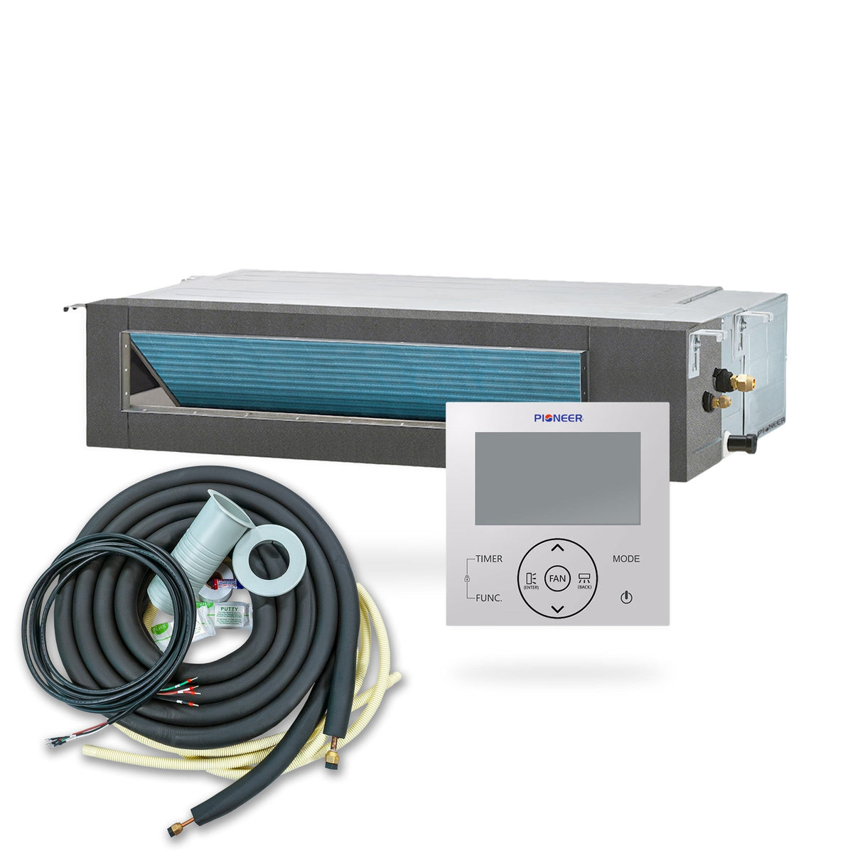 Pioneer Multi Zone 18,000 BTU Quantum Ultra Ceiling Concealed Indoor Section Ductable Mini-Split Wi-Fi Inverter++ Air Conditioner Heat Pump 230V - RT018GLSILCFHG-10S