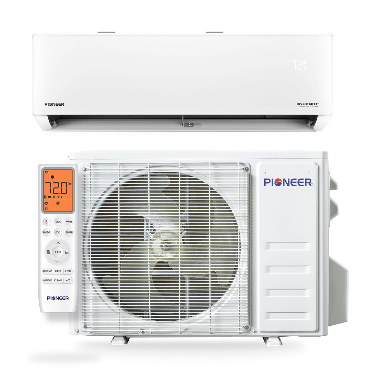 Pioneer Quantum Ultra 12,000 BTU 24 SEER2 230V High-Wall Ductless Energy-Star Mini-Split Air Conditioner Inverter Heat Pump Full Set - WYT012GLSI24RL-10S